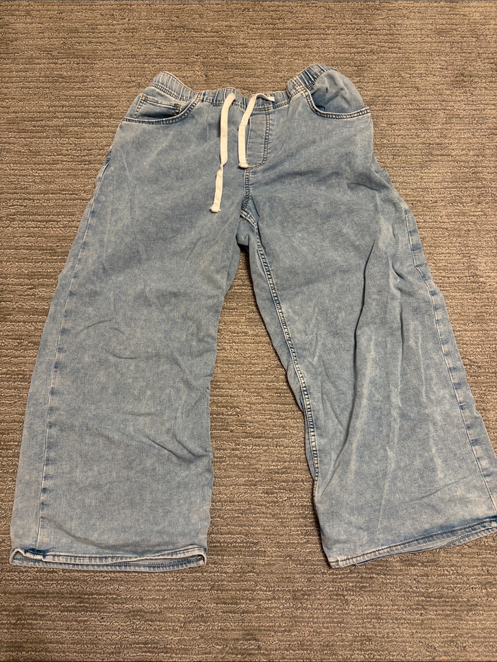 GAP Light Blue Wide Leg Denim Jogger Jeans with Drawstring